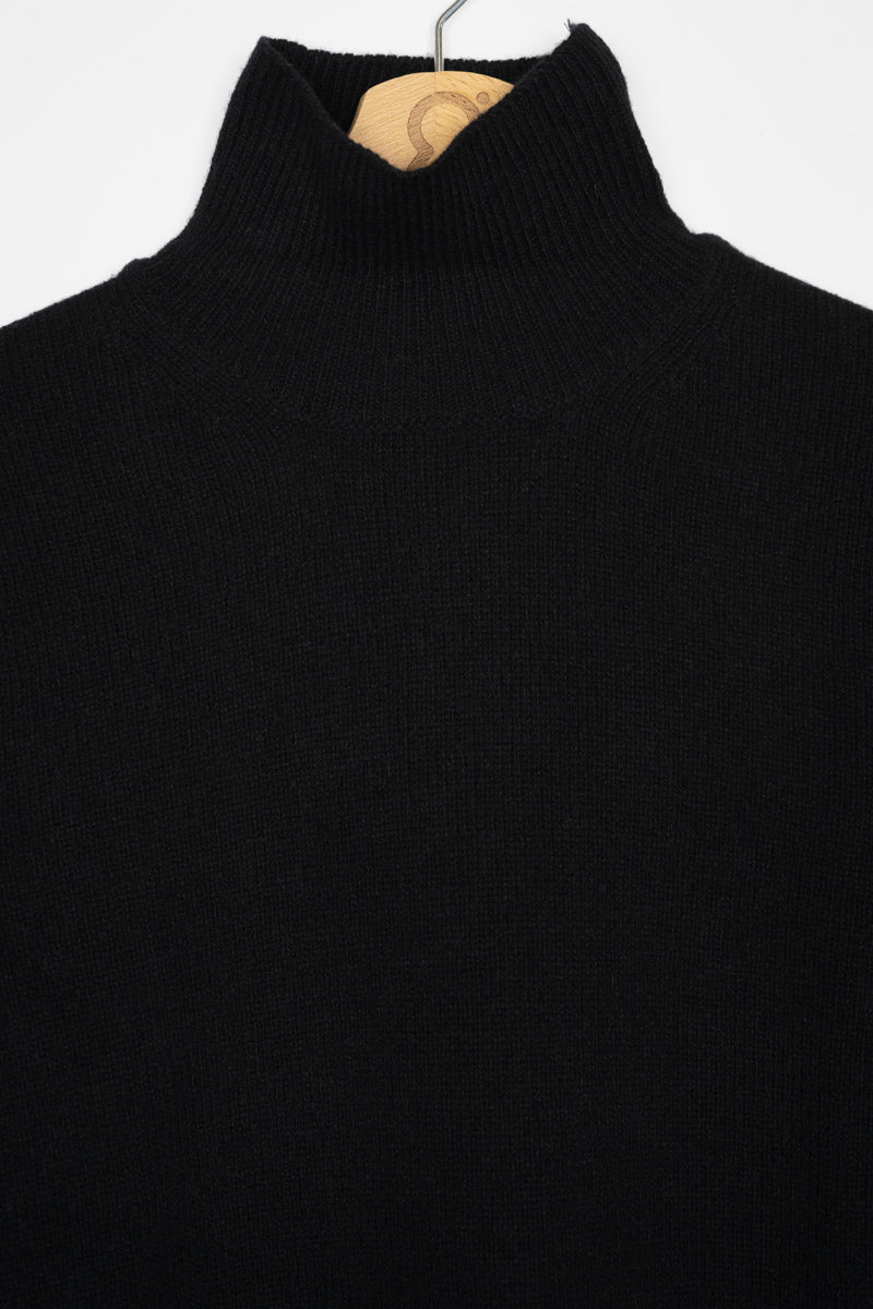 Pull col roulé en cachemire recyclé | noir "maglia ada nero ardesia"