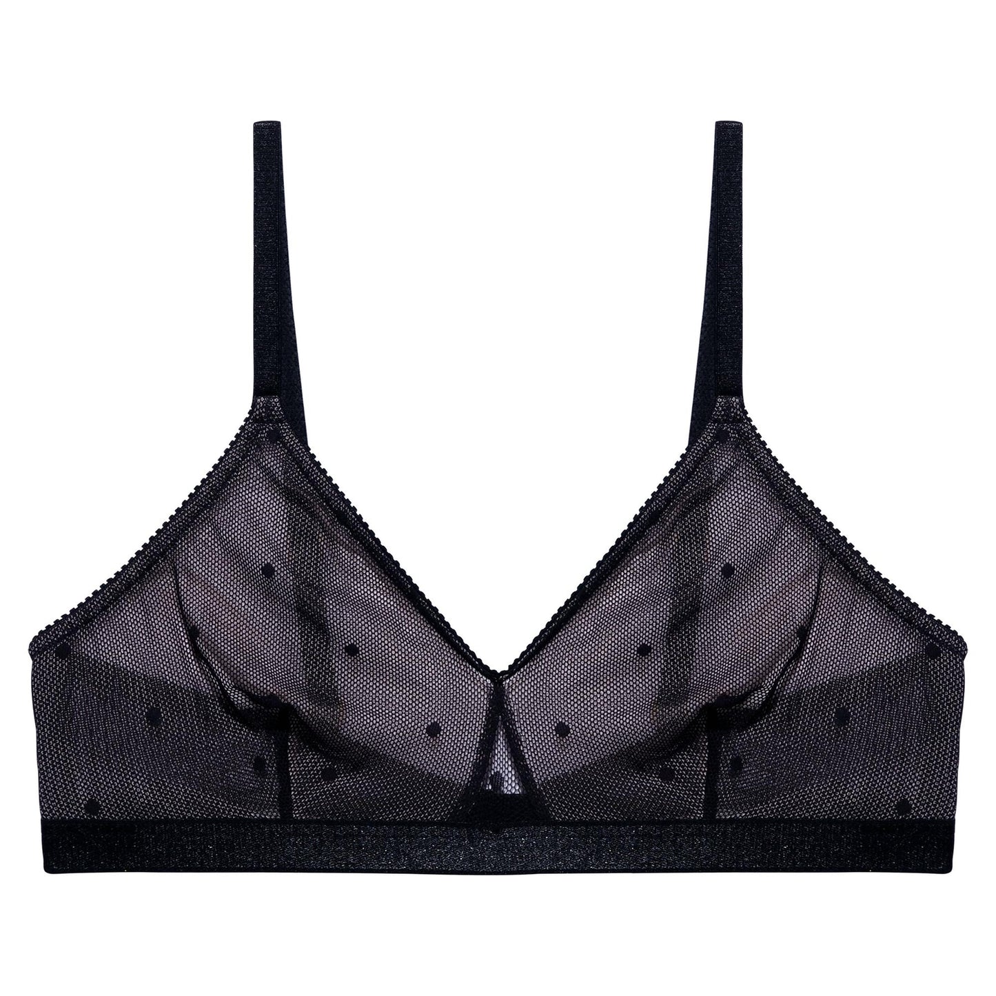 Soutien-gorge noir à pois en polyamide recyclé - Alexandra