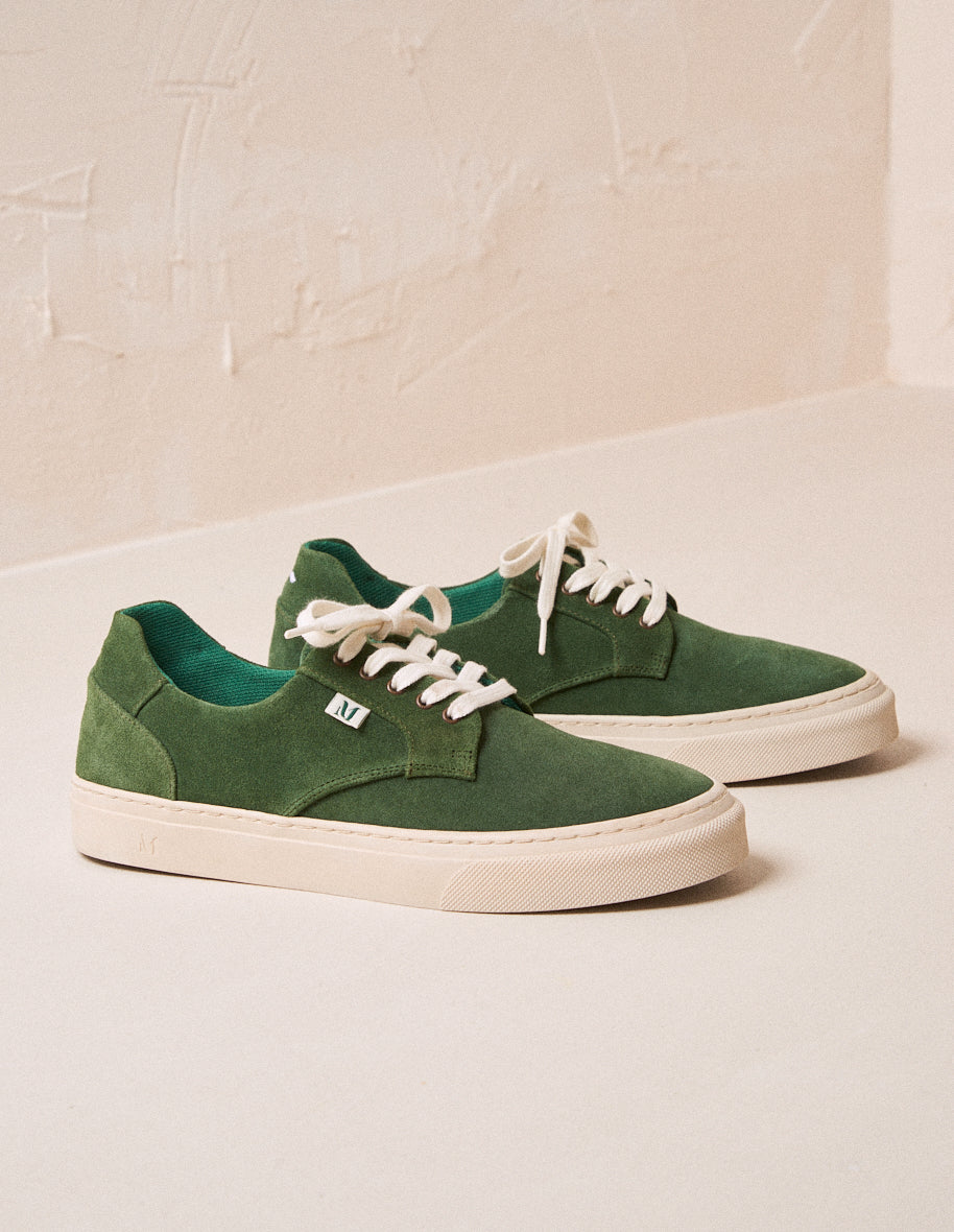 Baskets basses en suède et cuir certifié | vert "alexandre vert"