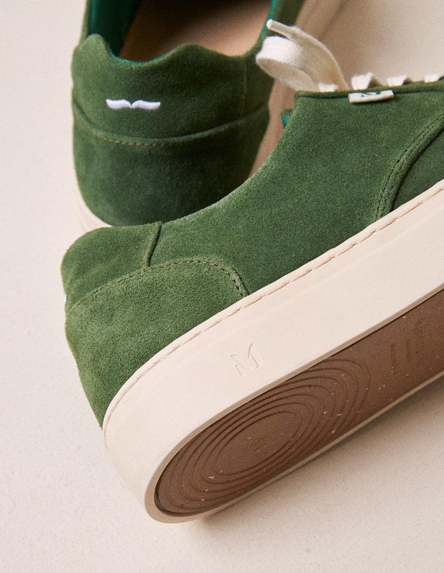 Baskets basses en suède et cuir certifié | vert "alexandre vert"