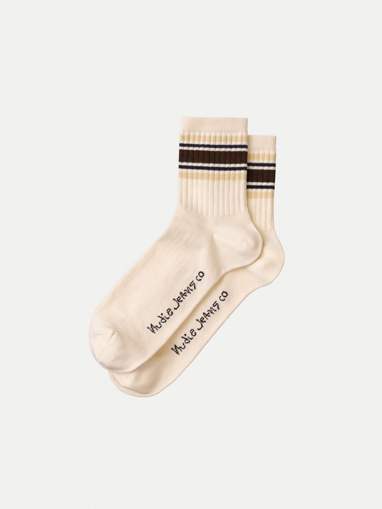 Chaussettes basses écrues en coton bio - amundsson low cut 70s brown