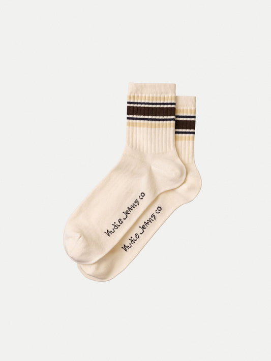 Chaussettes basses écrues en coton bio - amundsson low cut 70s brown