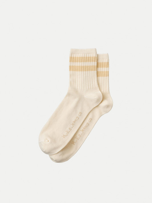 Chaussettes basses écrues en coton bio - amundsson low cut faded sun