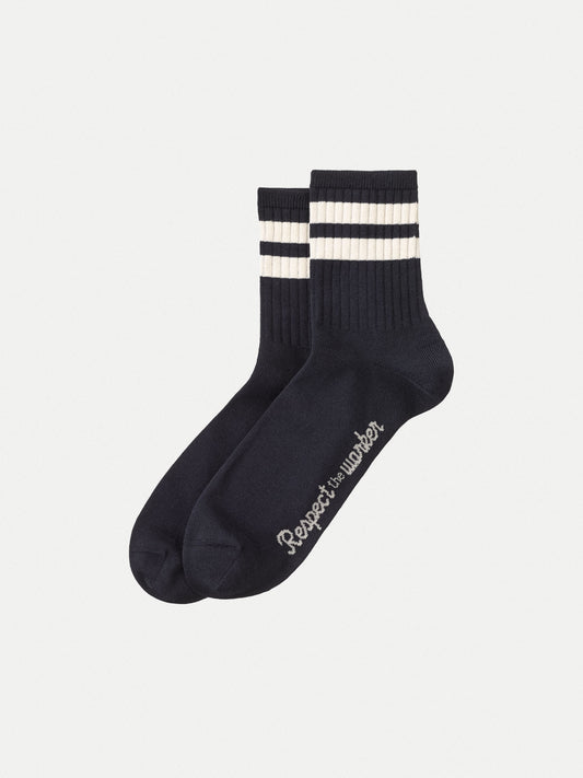 Chaussettes basses marines en coton bio - amundsson low rtw navy