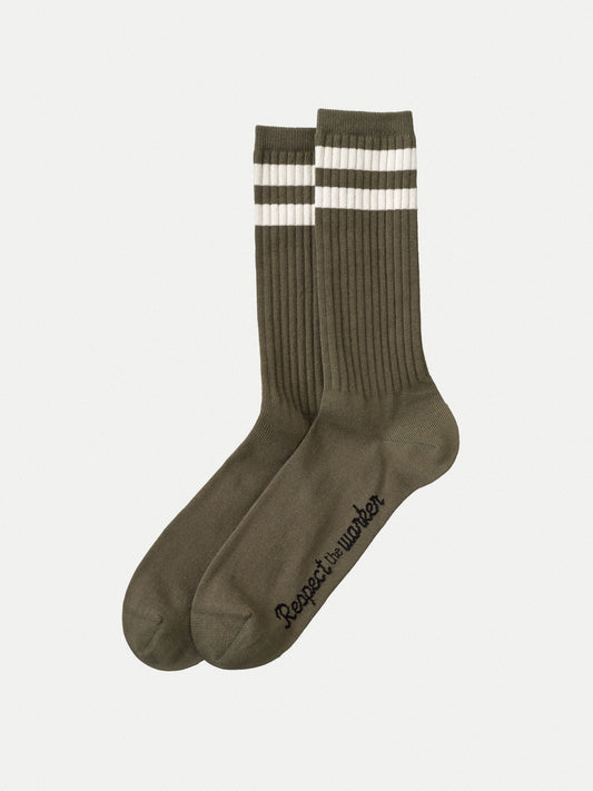 Chaussettes hautes kaki en coton bio - Amundsson RTW Olive
