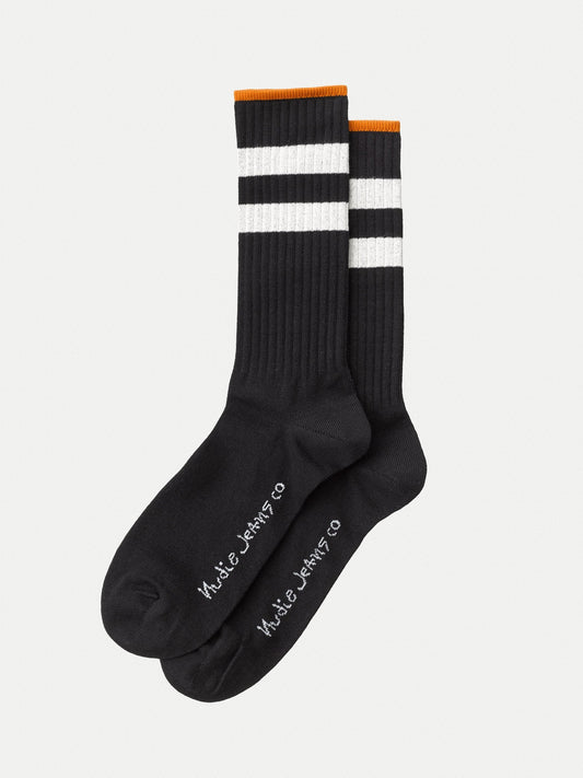 Chaussettes hautes noires en coton bio - amundsson sport