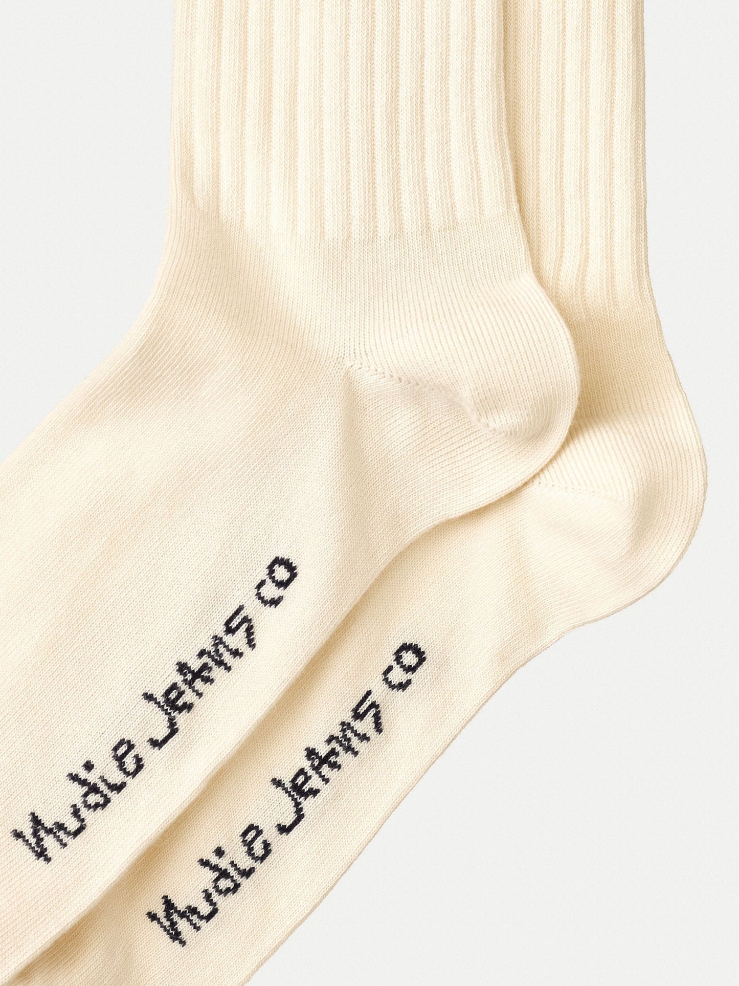 Chaussettes hautes beiges et marines en coton bio - amundsson sport socks cream