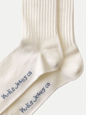 Chaussettes hautes blanches bandes bicolores en coton bio - amundsson sport