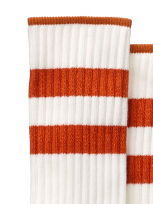 Chaussettes hautes blanc et orange en coton bio - amundsson sport