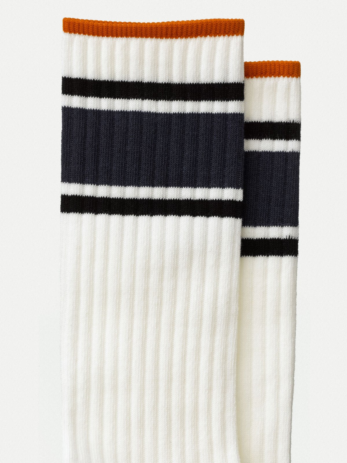 Chaussettes hautes blanc et marine en coton bio - Amundsson Sport