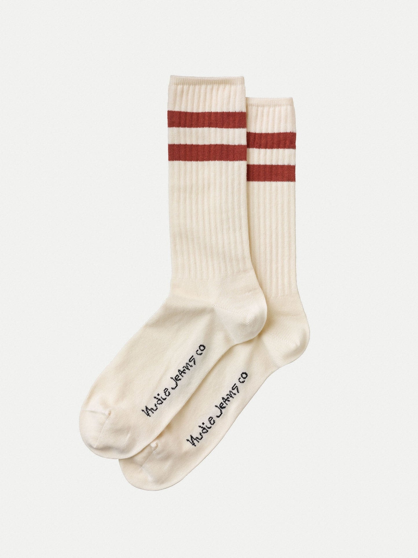Chaussettes hautes blanc et rouge en coton bio - amundsson sport