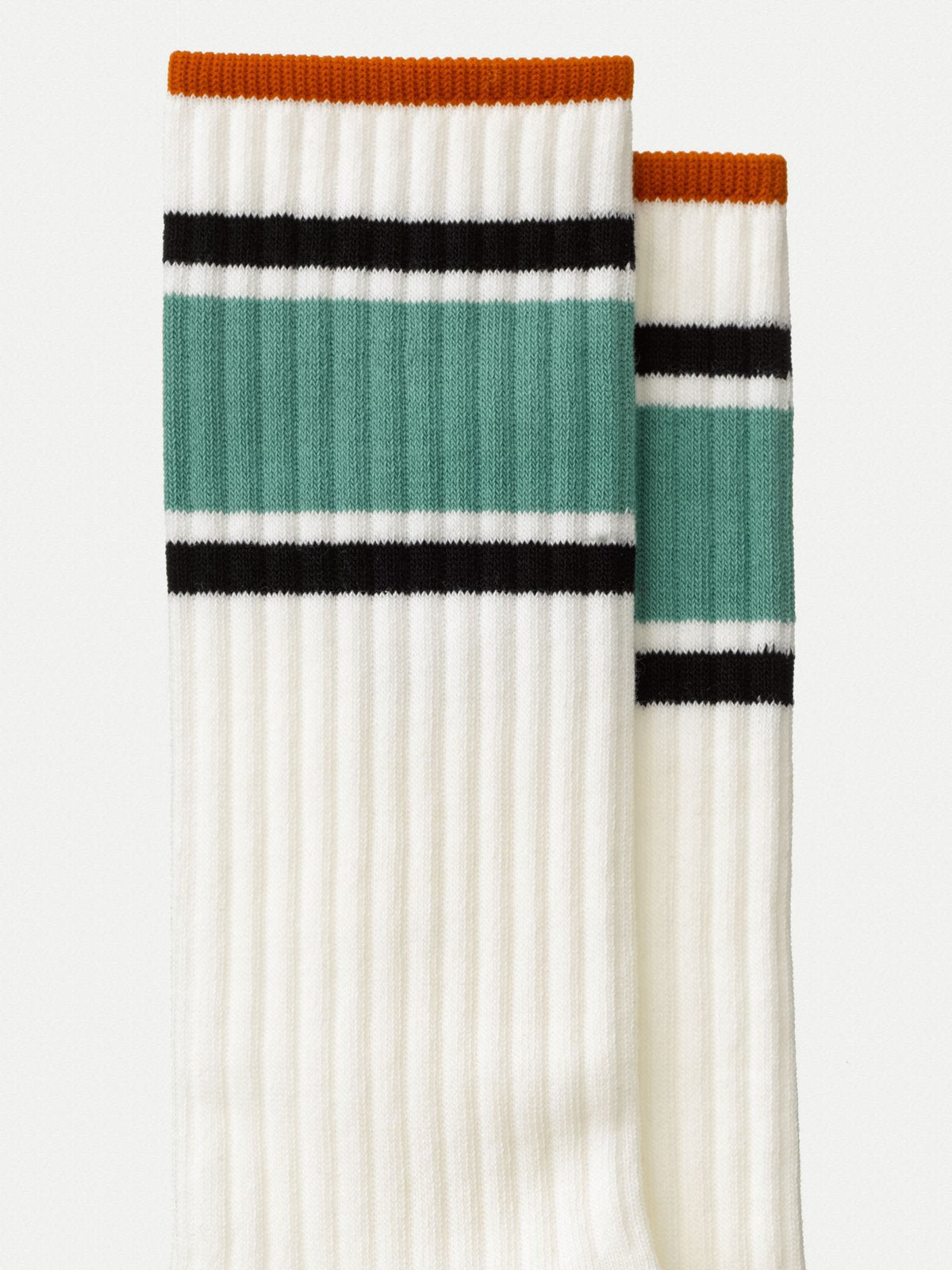 Chaussettes hautes blanches bandes tricolores en coton bio - Amundsson Sport