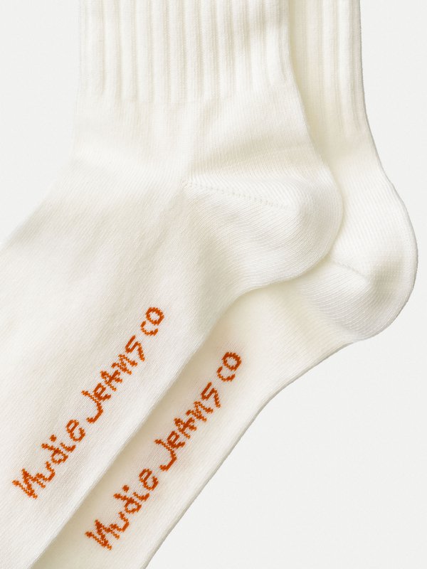Chaussettes hautes blanches bandes tricolores en coton bio - Amundsson Sport