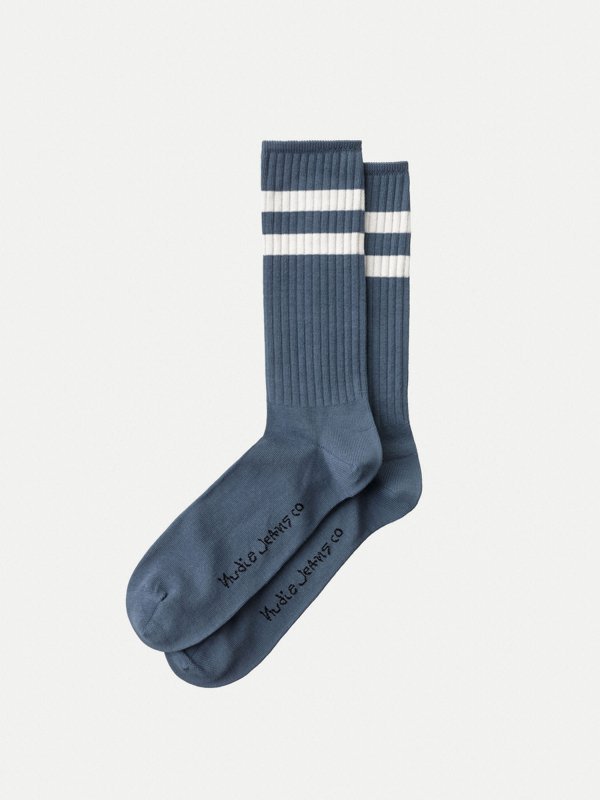 Chaussettes hautes bleues en coton bio - Amundsson Sport
