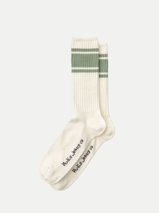 Chaussettes hautes blanc et turquoise en coton bio - amundsson sport