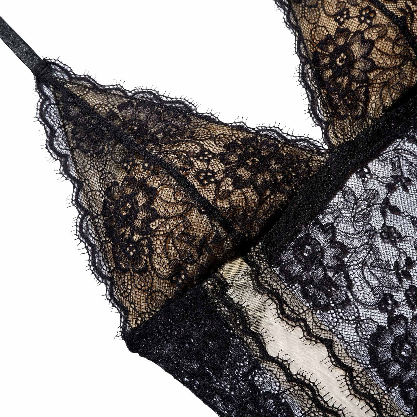 Body en dentelle de matières recyclées | noir "amy bodystocking black"