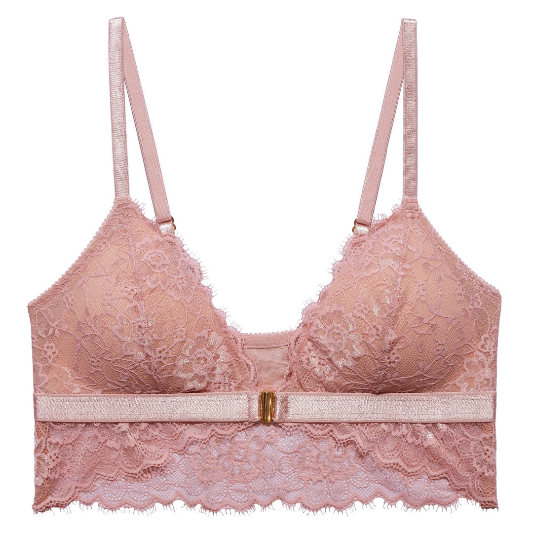 Bralette dentelle rose en matières recyclées - amyup bralette rose