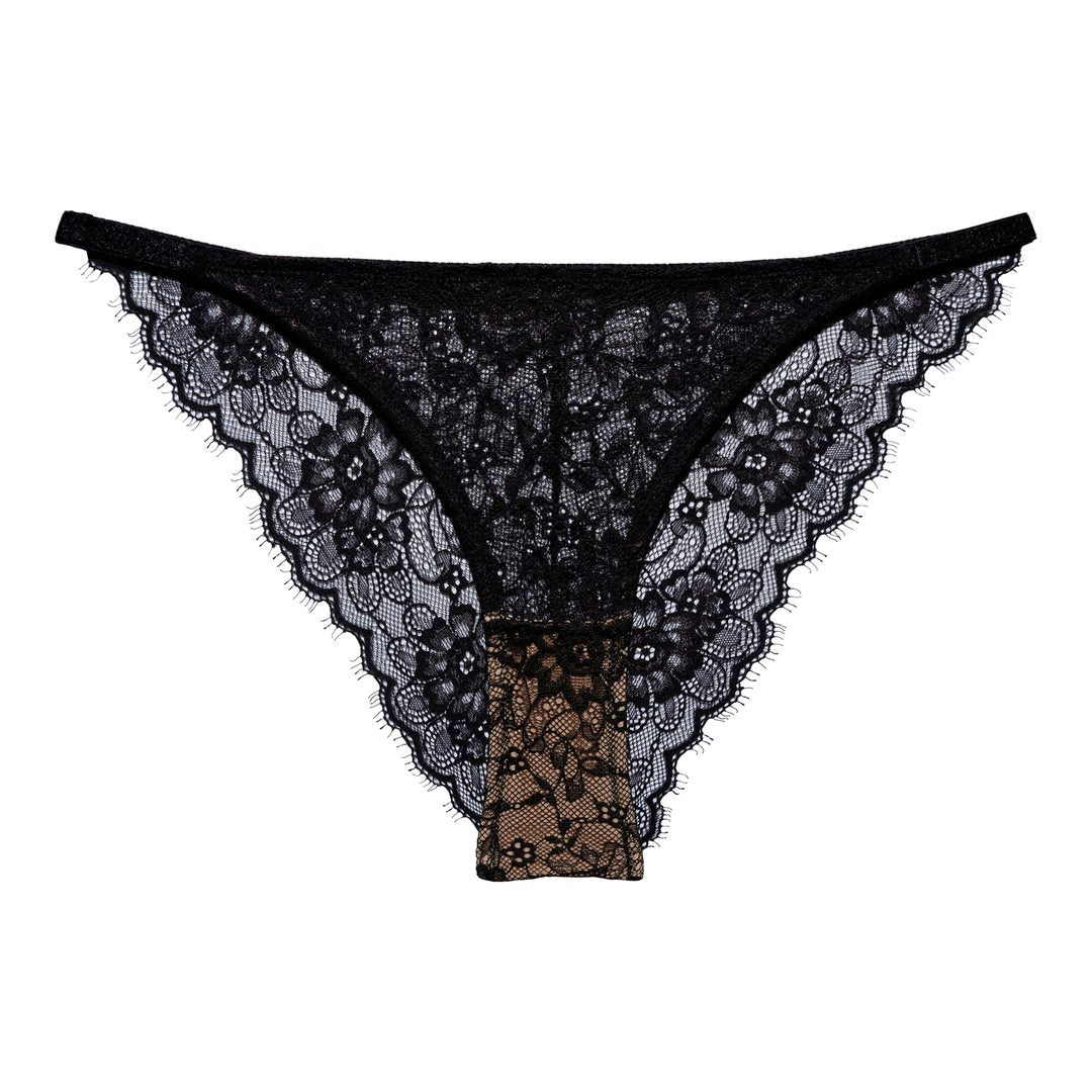Culotte noire en dentelle recyclée - Amy