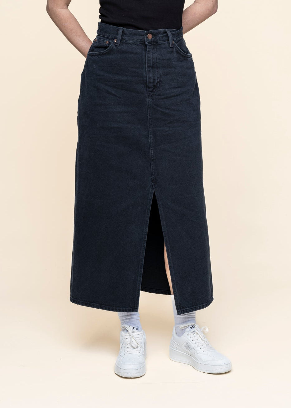 Jupe longue en denim de coton bio | noir "anna denim skirt black"