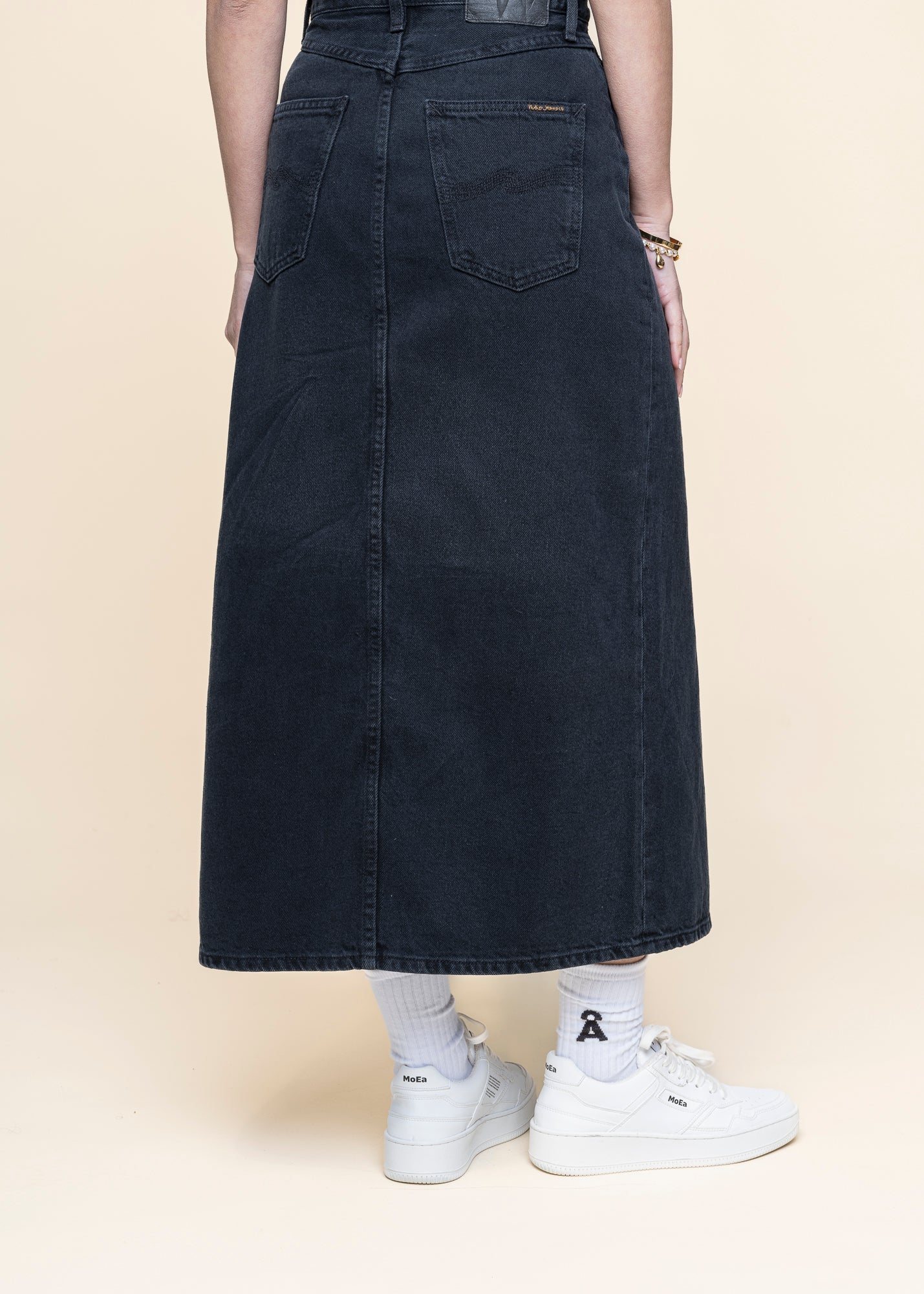 Jupe longue en denim de coton bio | noir "anna denim skirt black"