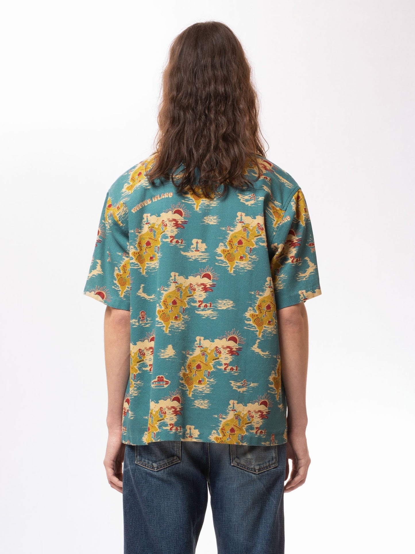 Chemise à manches courtes imprimée en coton bio - aron islands multi