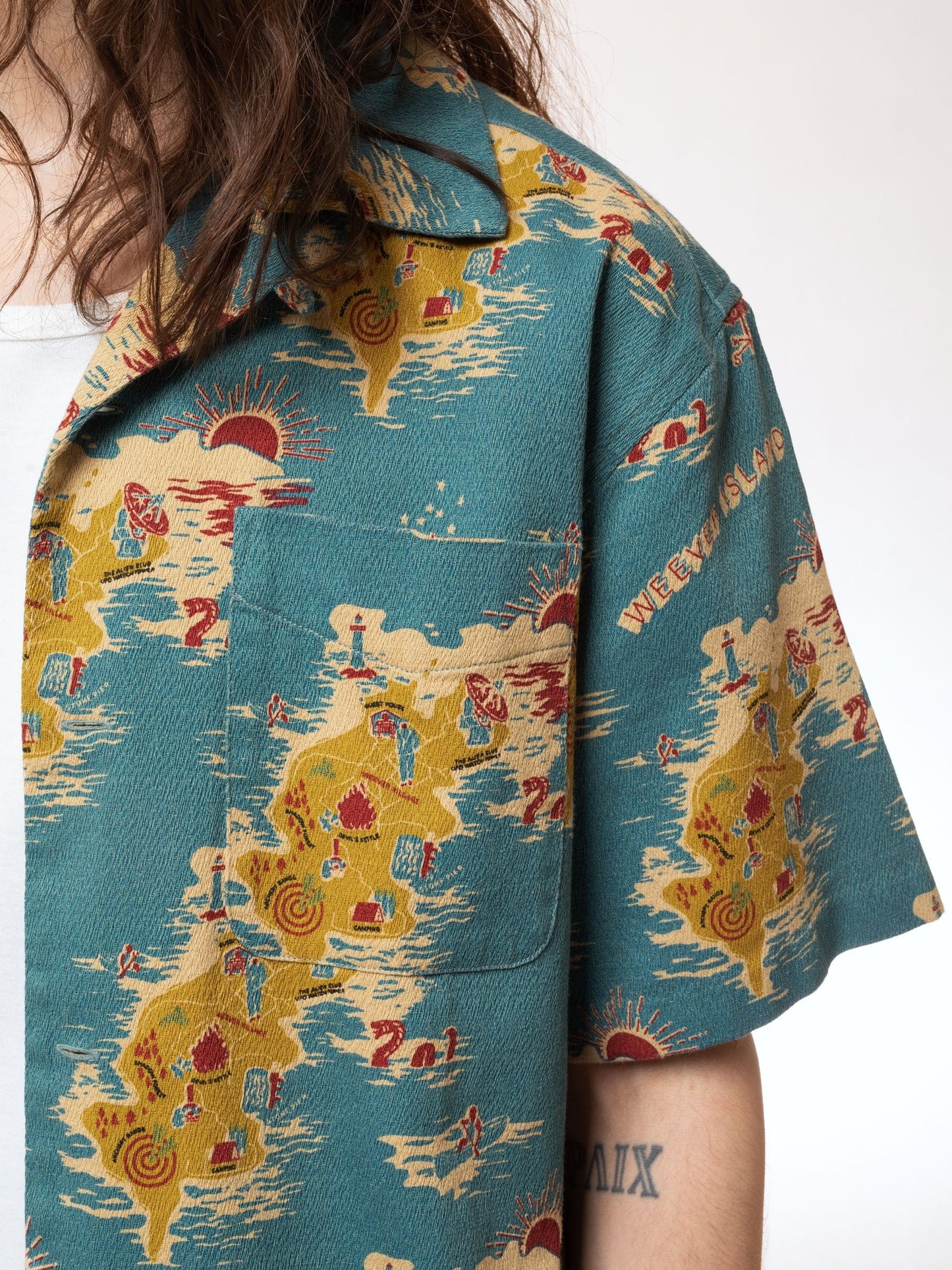 Chemise à manches courtes imprimée en coton bio - aron islands multi