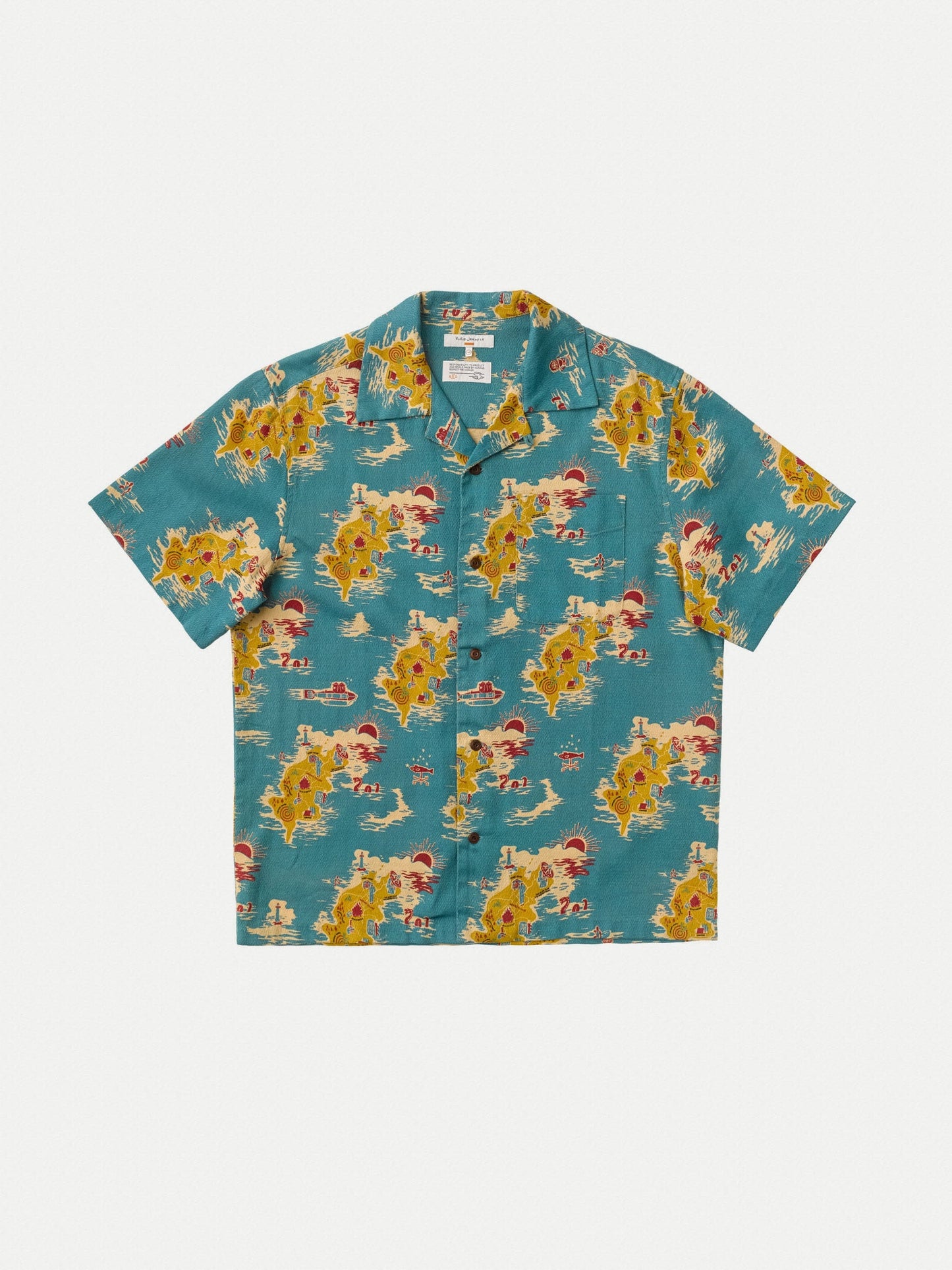 Chemise à manches courtes imprimée en coton bio - aron islands multi