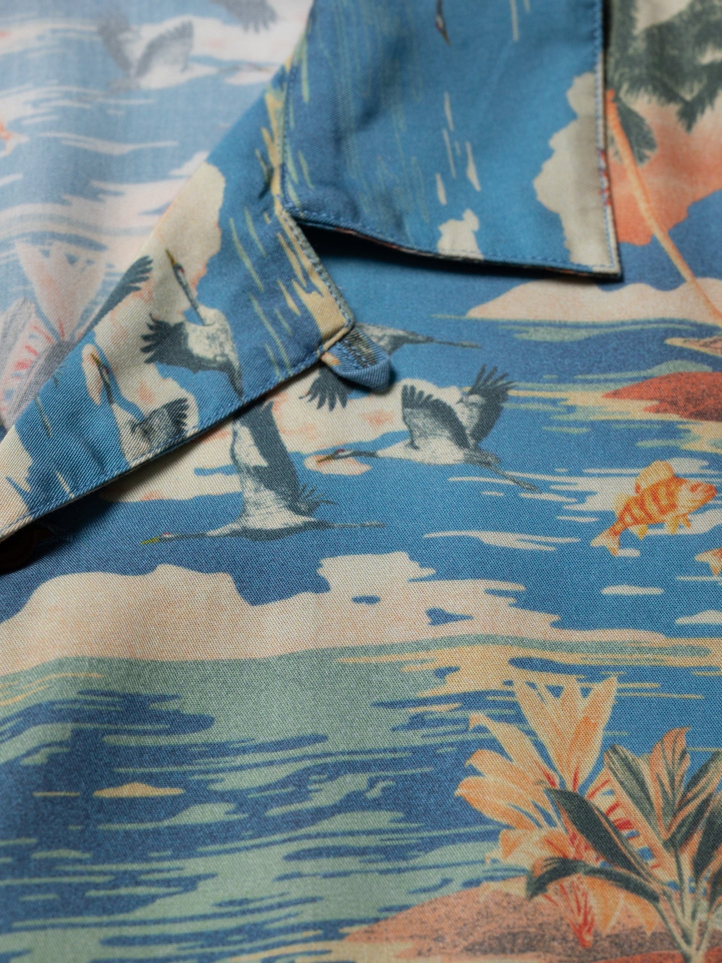 Chemise manches courtes bleue à motifs en tencel - arvid hawaii azure