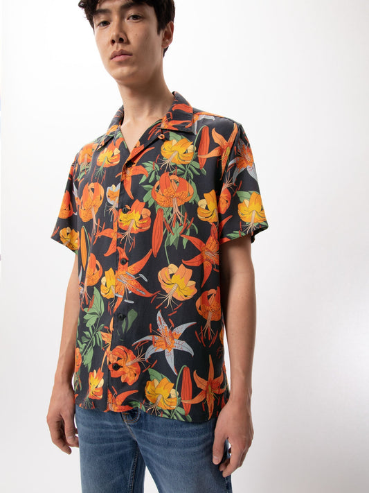 Chemise à manches courtes imprimée en coton bio - Arvid Lilies