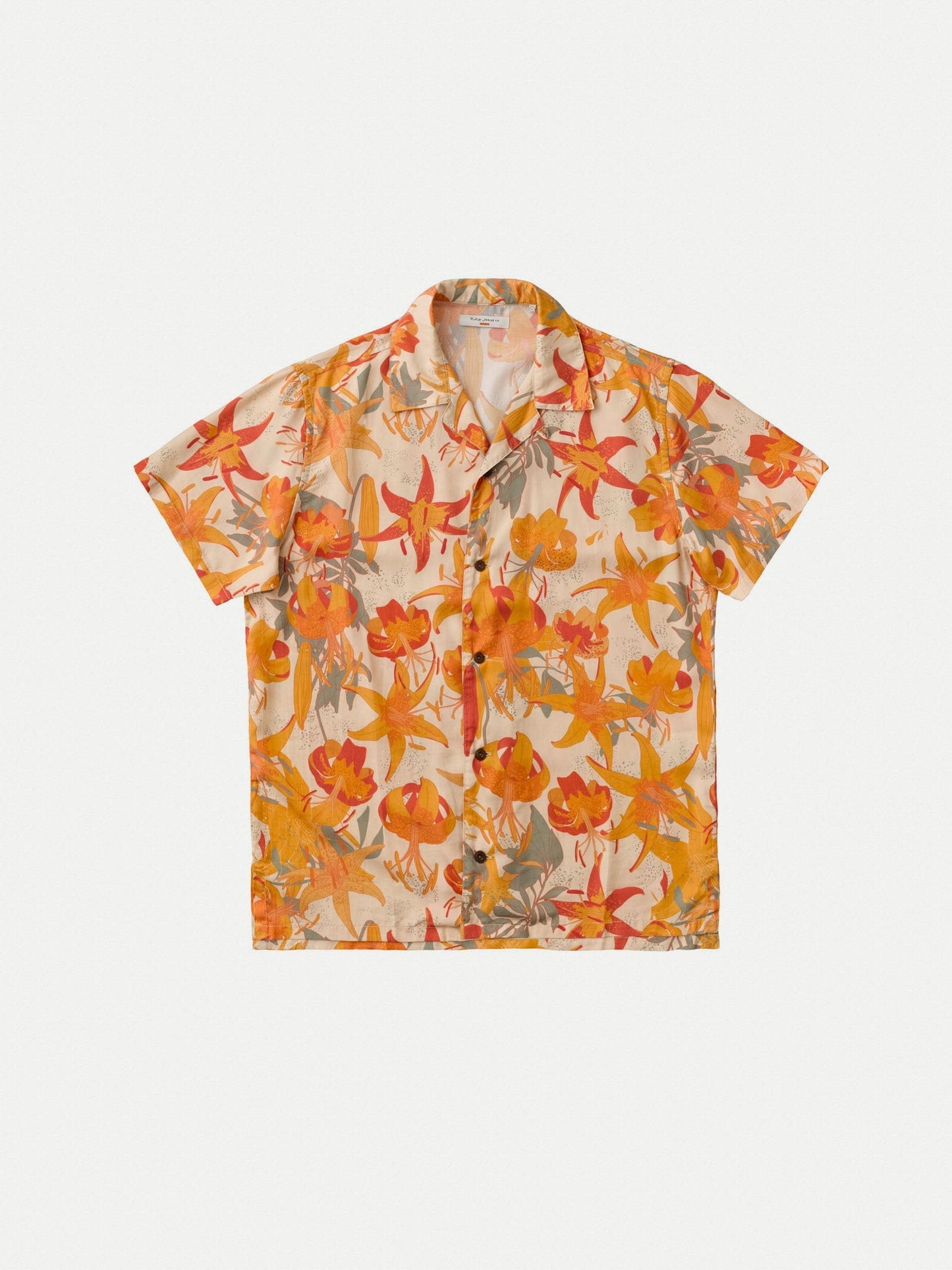 Chemise manches courtes en tencel - Arvid Lilies cream