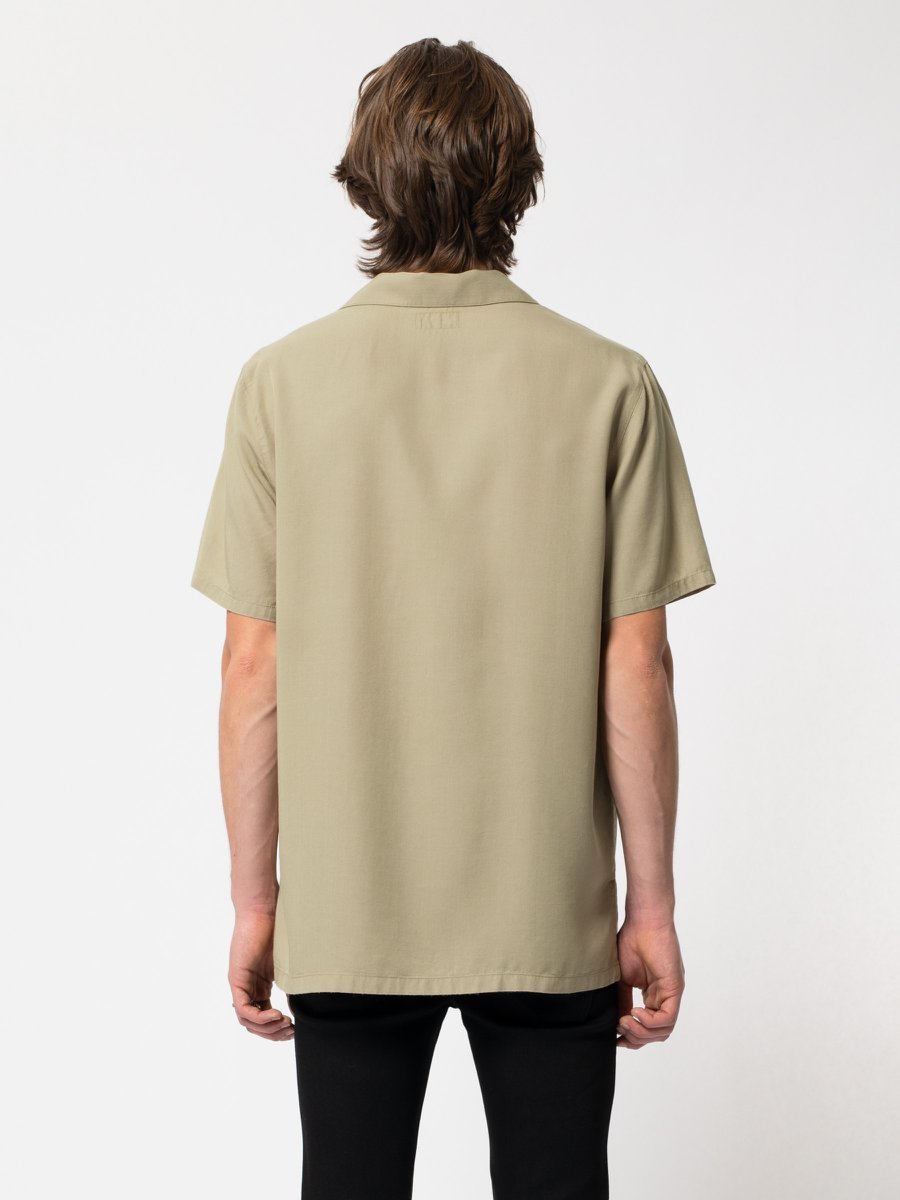 Chemise manches courtes beige brodée en coton bio - Arviid NJCO