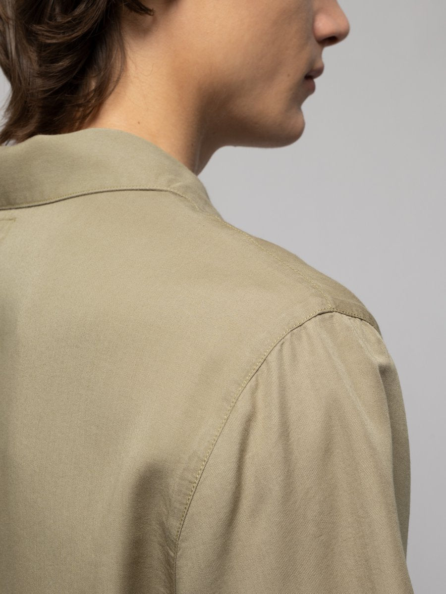 Chemise manches courtes beige brodée en coton bio - Arviid NJCO