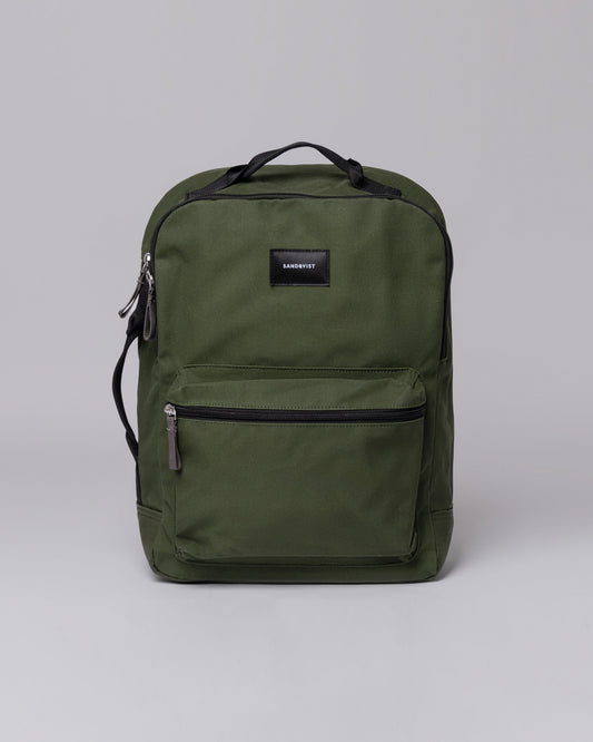 Sac à dos vert en coton bio et matière recyclée - august dawn green