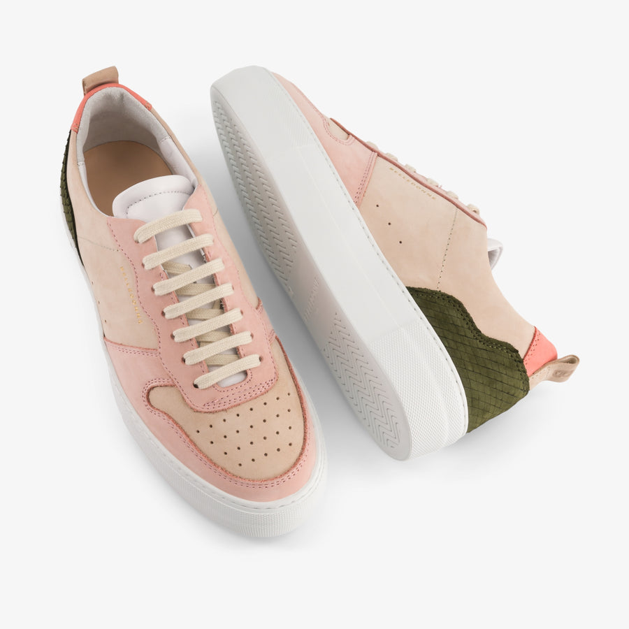 Baskets roses plateformes en cuir certifié - b0 playground pink snake