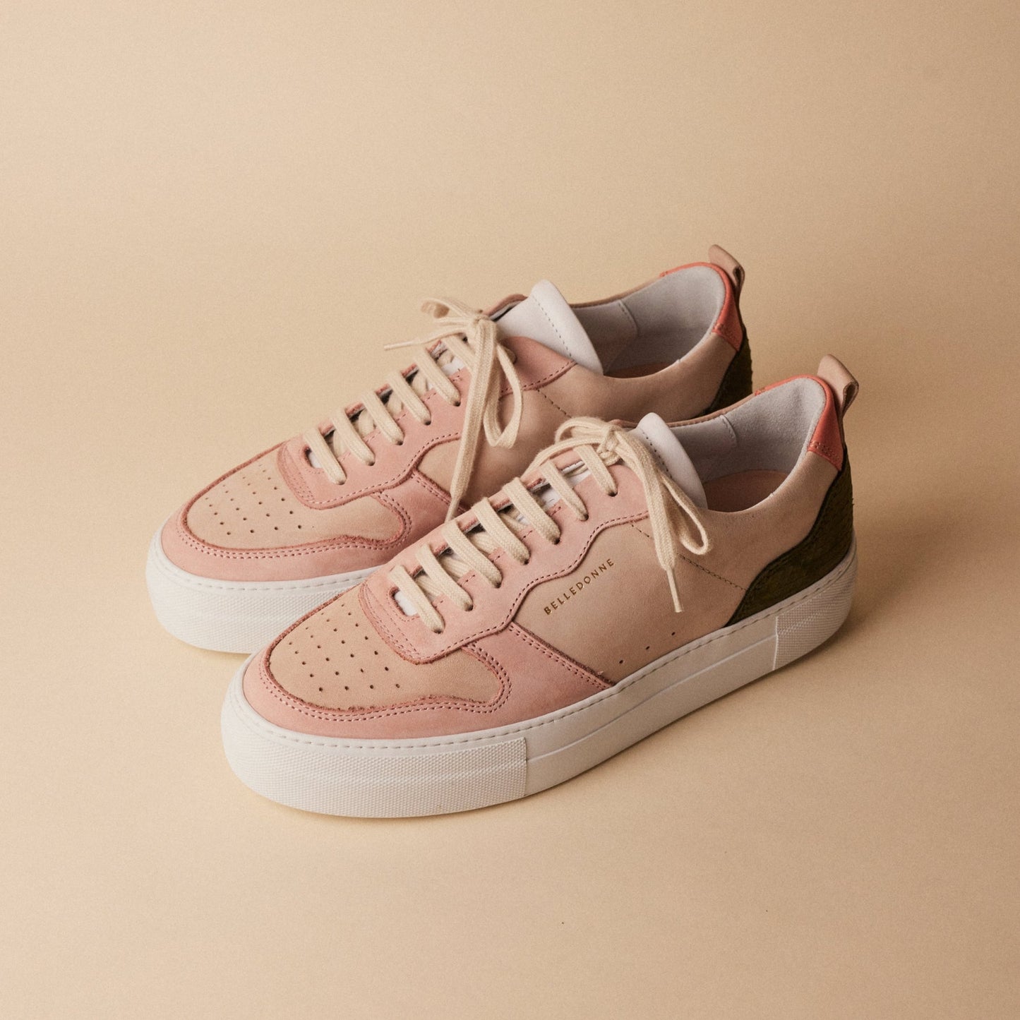 Baskets roses plateformes en cuir certifié - b0 playground pink snake