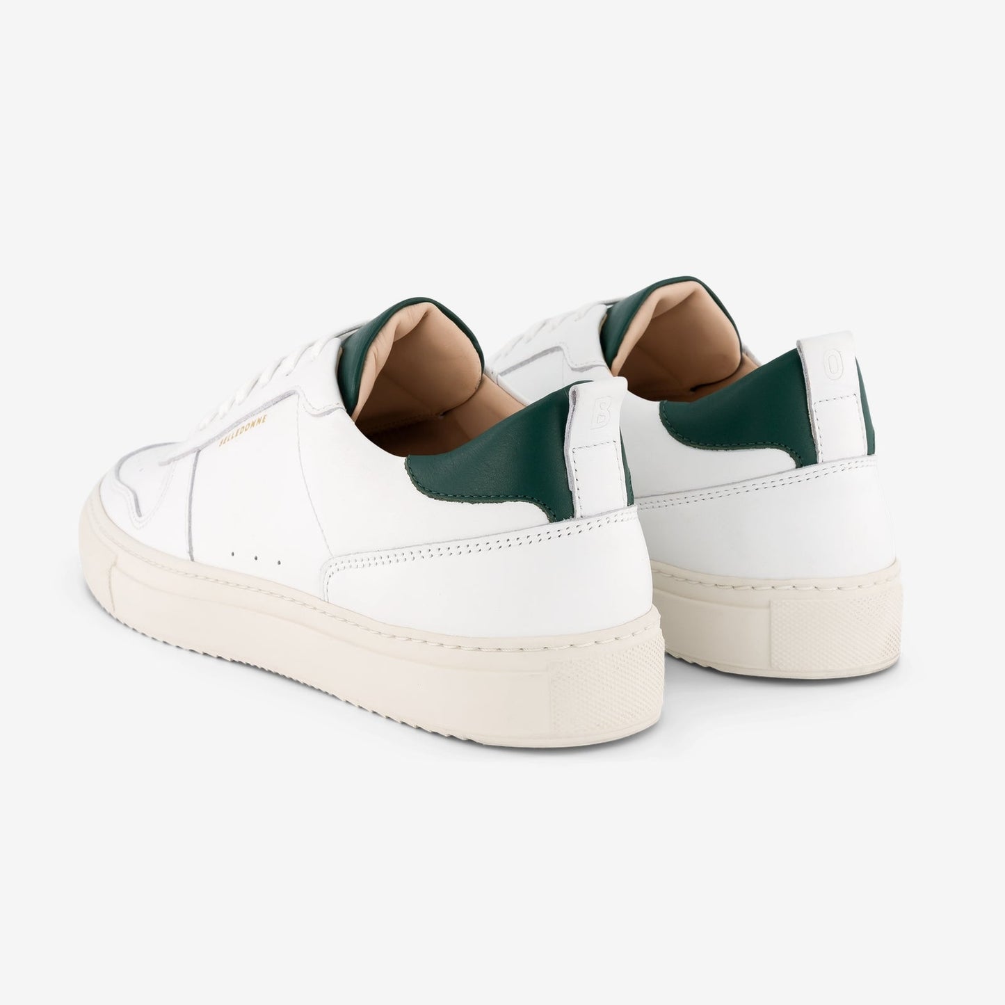 Baskets en cuir certifié | blanches et vertes "b0 vert"
