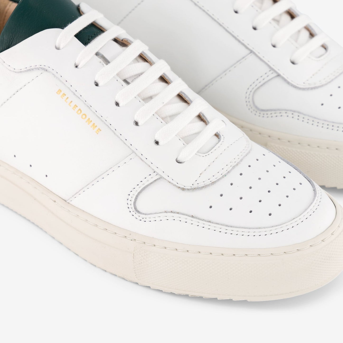 Baskets en cuir certifié | blanches et vertes "b0 vert"