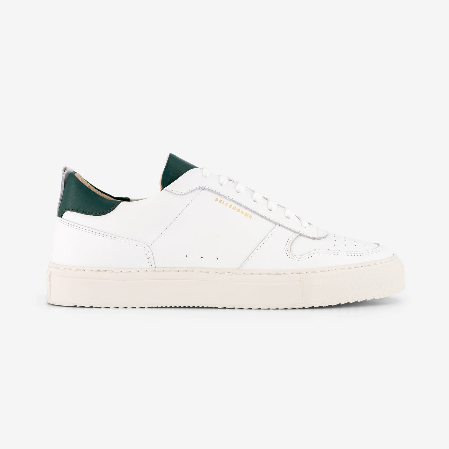 Baskets en cuir certifié | blanches et vertes "b0 vert"
