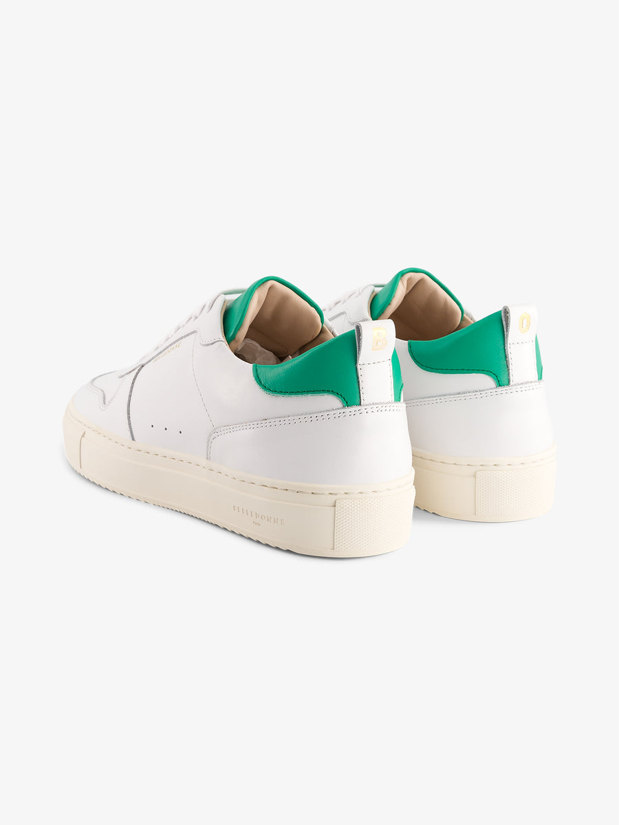 Baskets en cuir certifié | blanc et vert "b0 essentielles essentielles emerald"