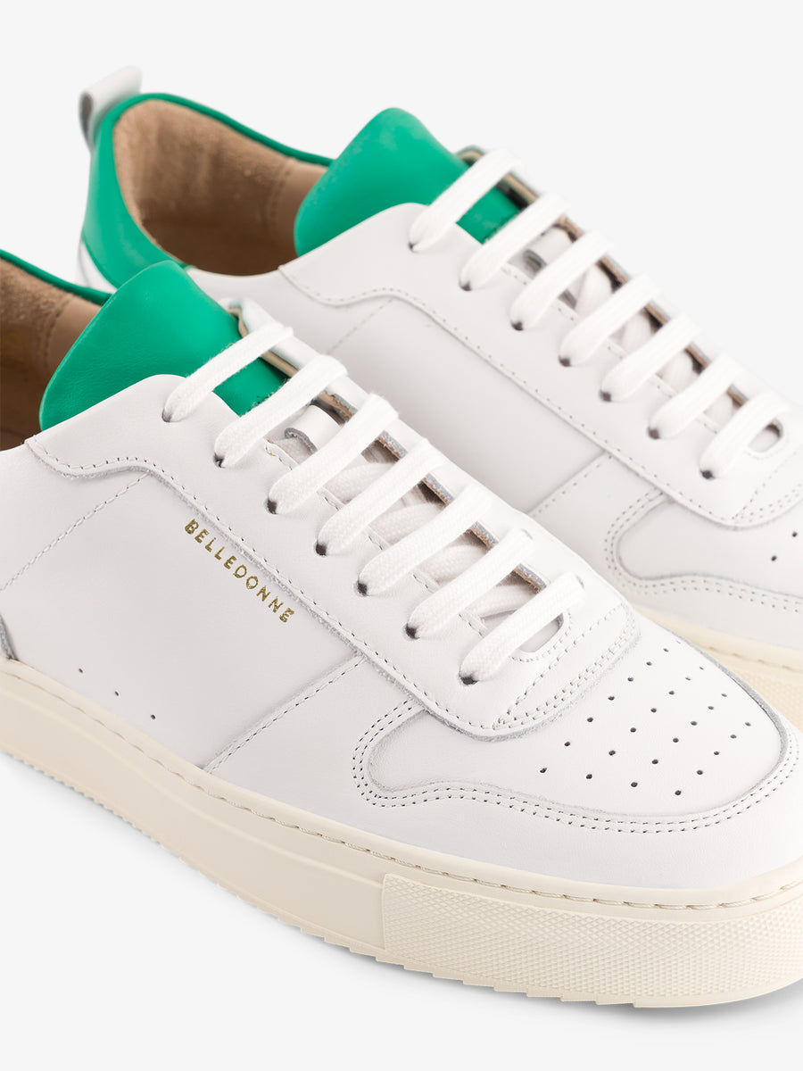 Baskets en cuir certifié | blanc et vert "b0 essentielles essentielles emerald"
