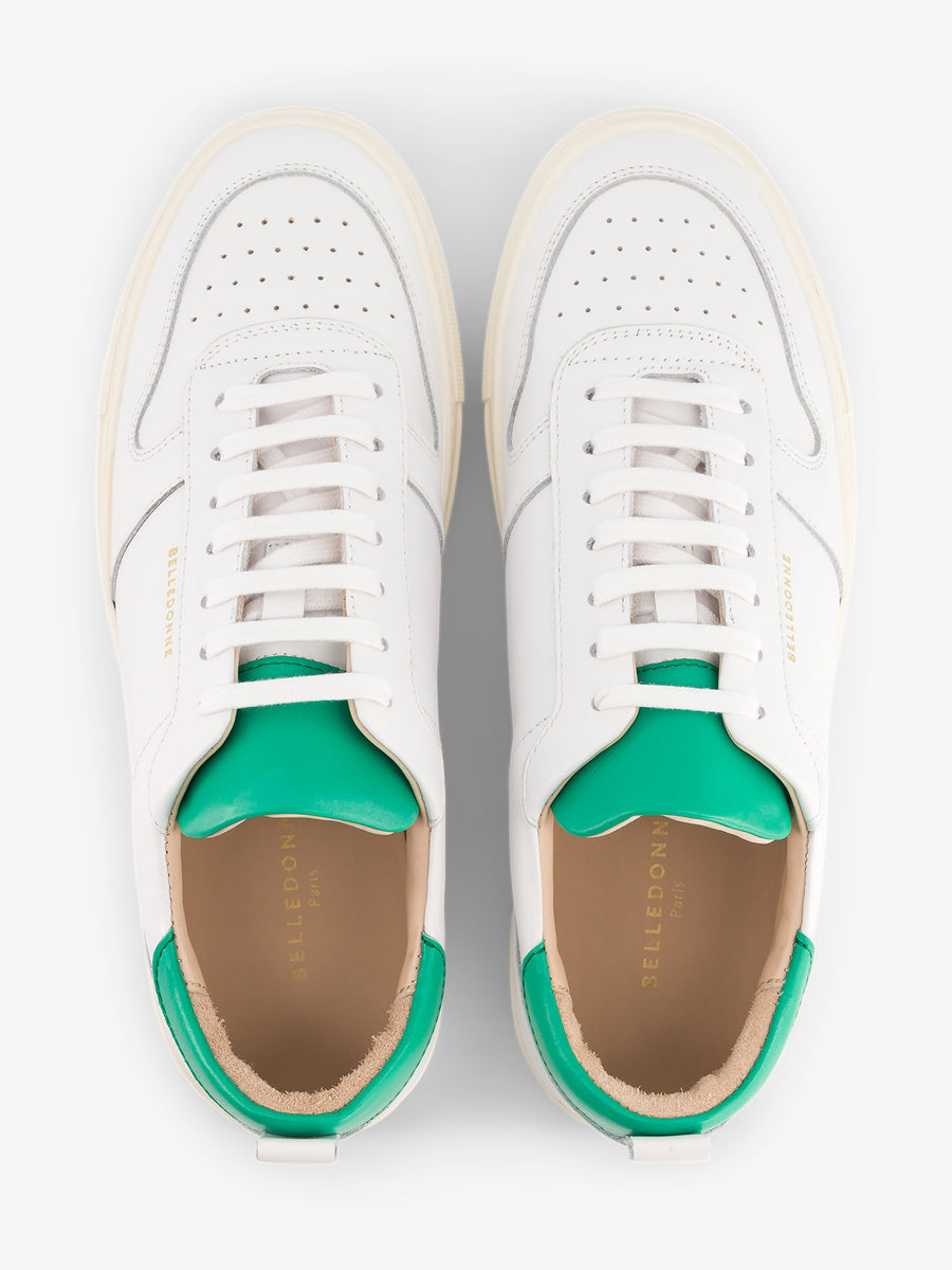 Baskets en cuir certifié | blanc et vert "b0 essentielles essentielles emerald"
