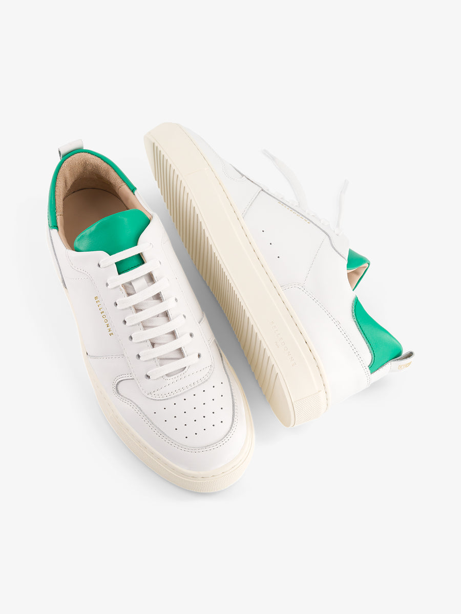 Baskets en cuir certifié | blanc et vert "b0 essentielles essentielles emerald"