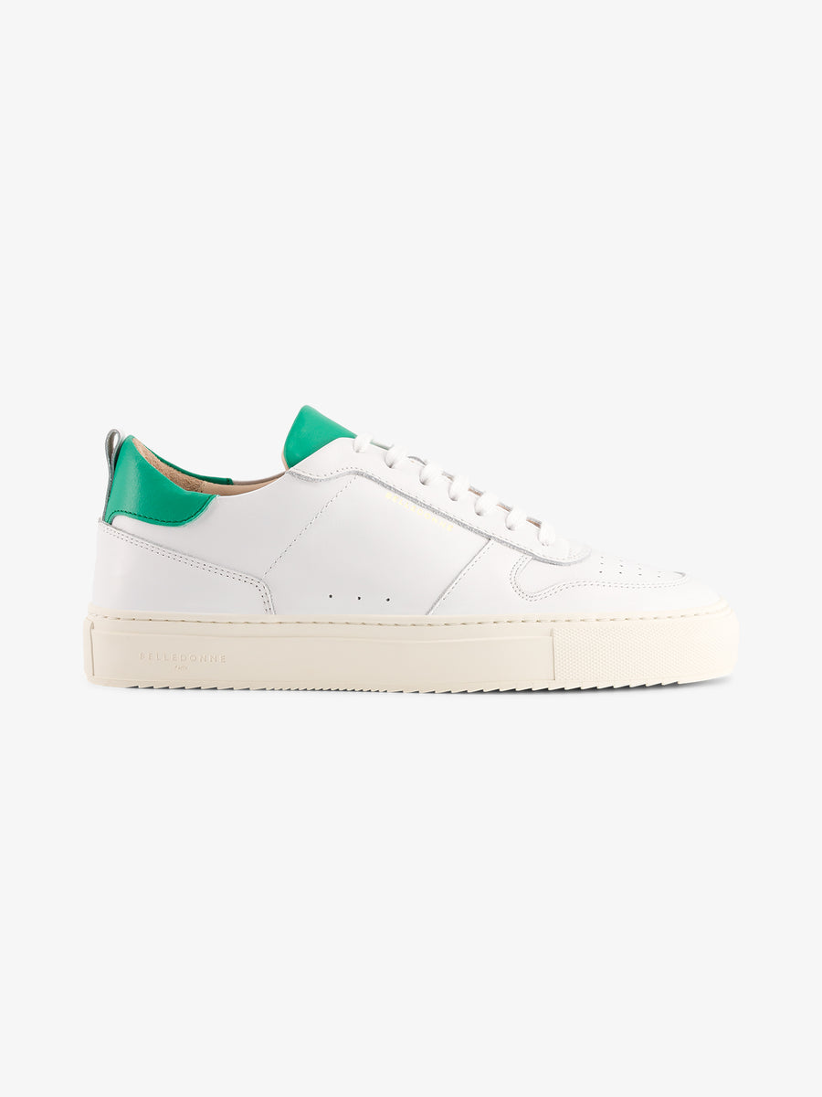 Baskets en cuir certifié | blanc et vert "b0 essentielles essentielles emerald"