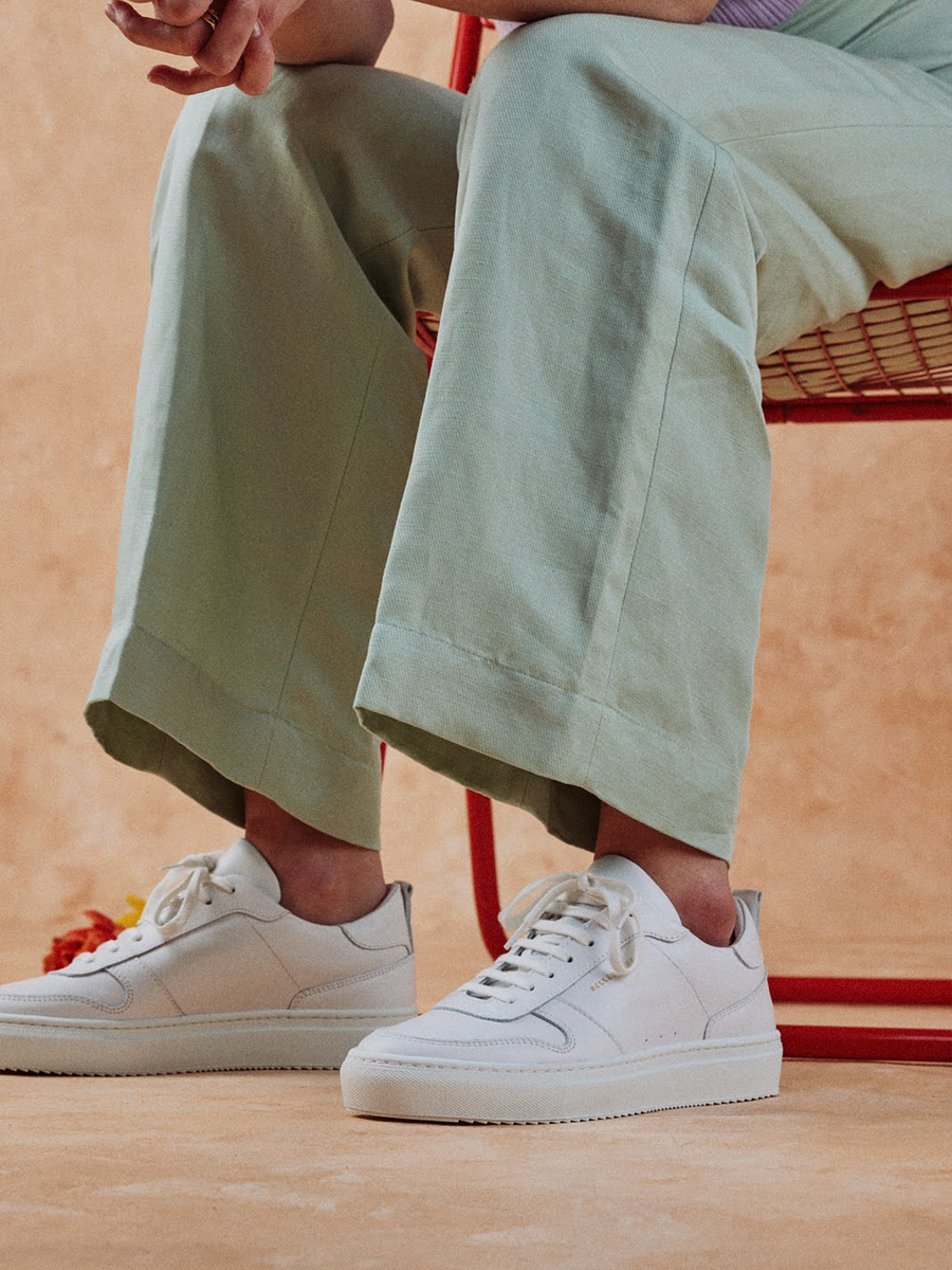 Baskets basses en cuir certifié | blanc "b0 full white"