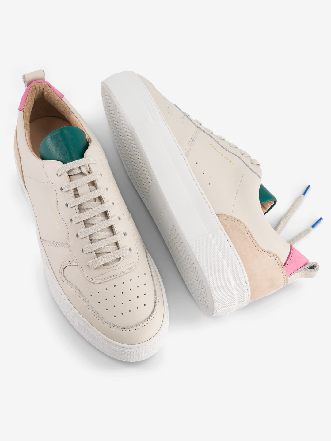 Baskets plateformes en cuir certifié | multicolore "b0 playground beige avocado"