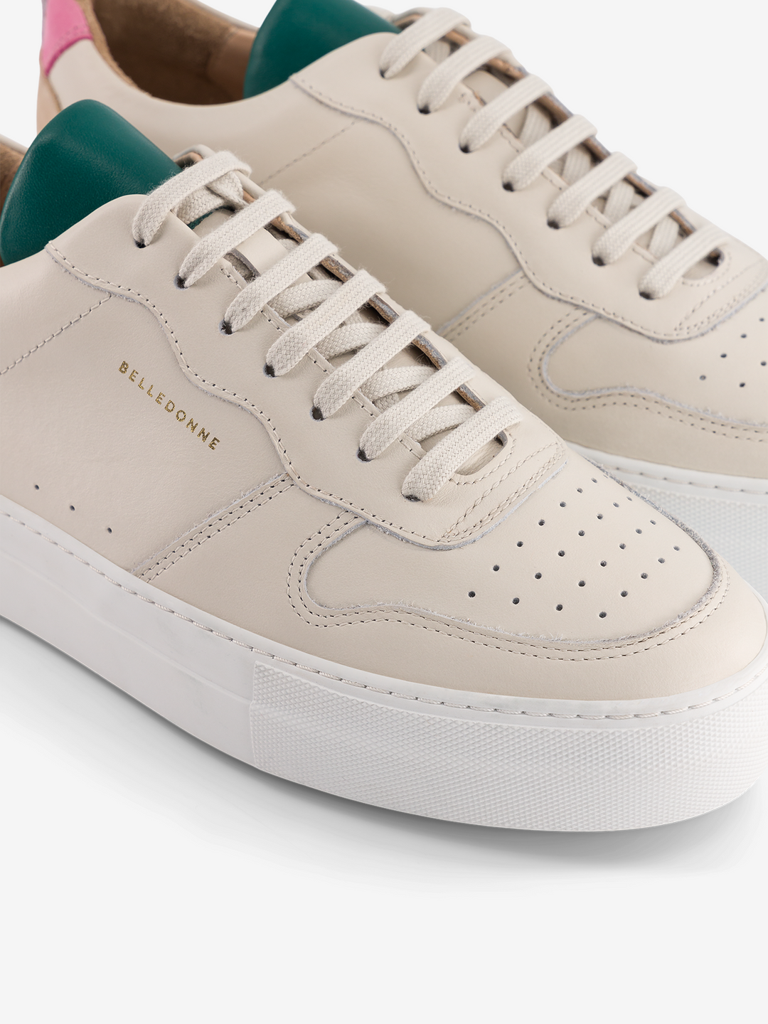 Baskets plateformes en cuir certifié | multicolore "b0 playground beige avocado"