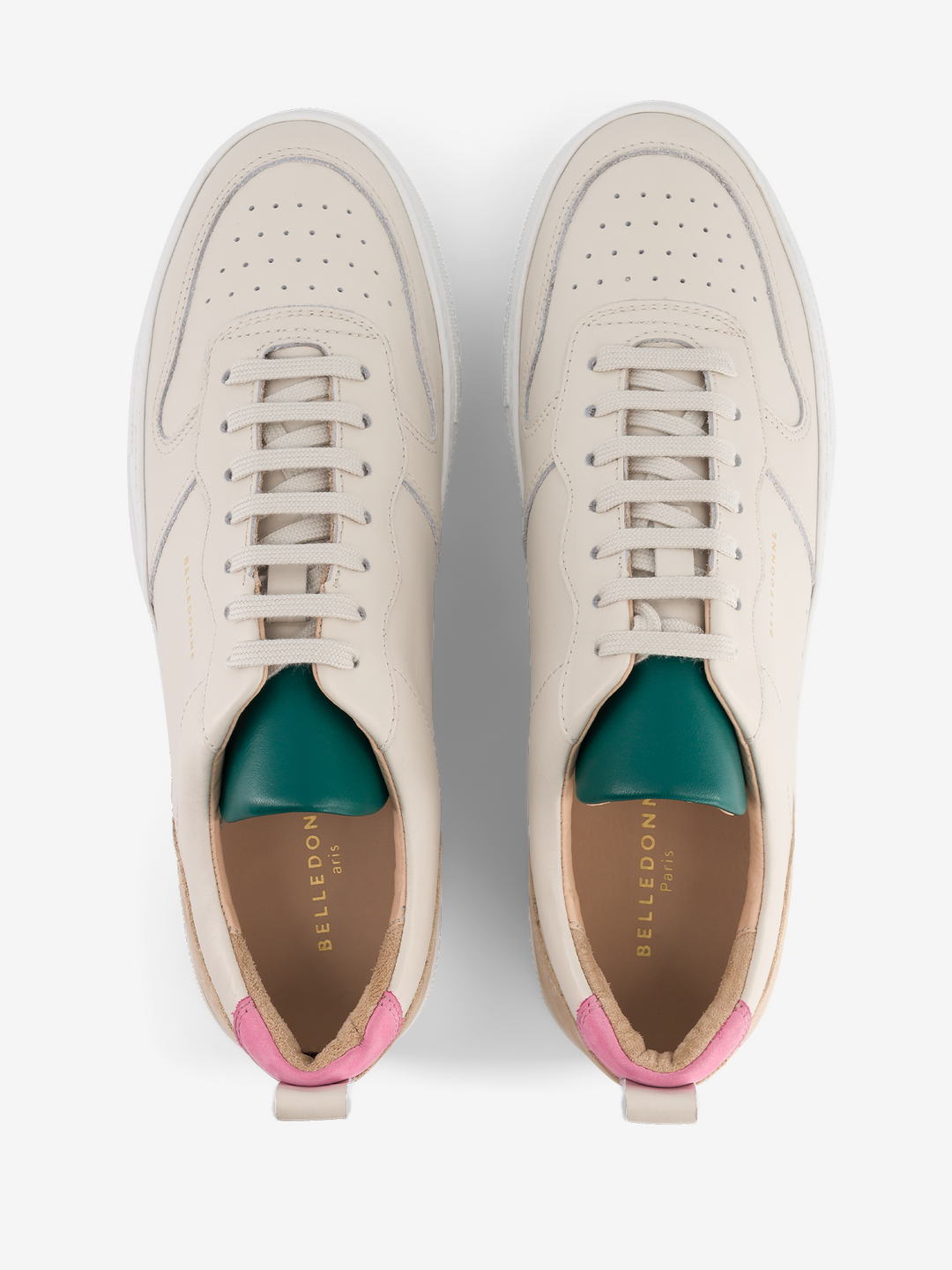 Baskets plateformes en cuir certifié | multicolore "b0 playground beige avocado"
