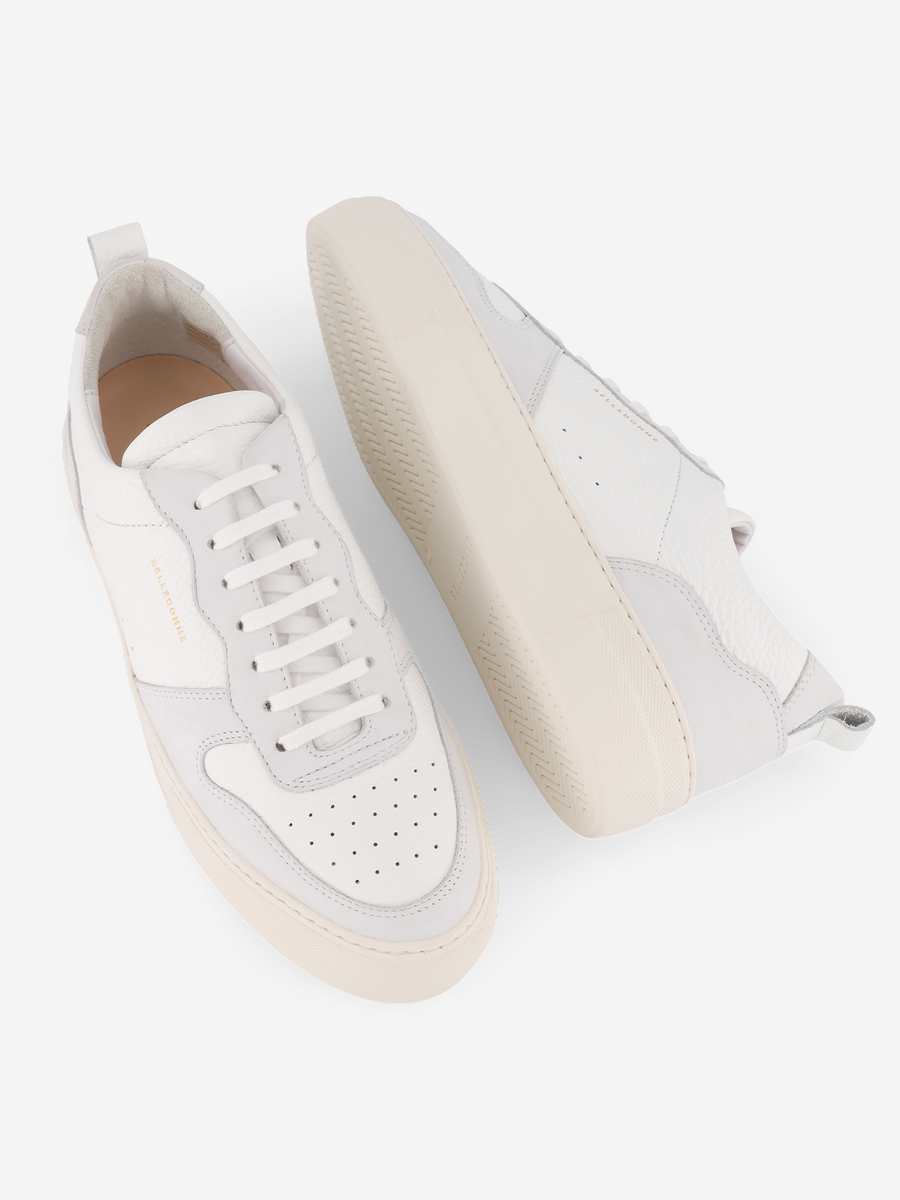 Baskets en cuir certifié | Blanc et gris "b0 white tumbled"
