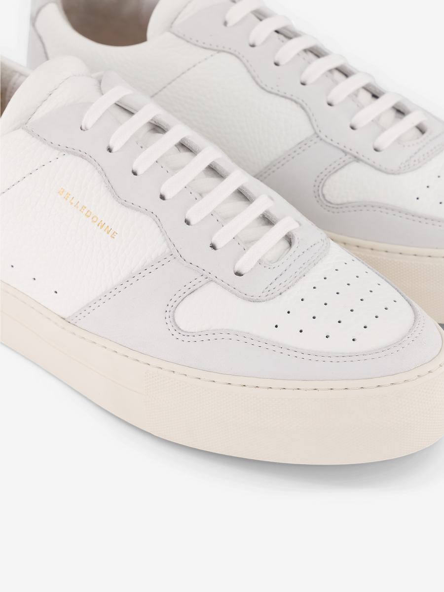 Baskets en cuir certifié | Blanc et gris "b0 white tumbled"