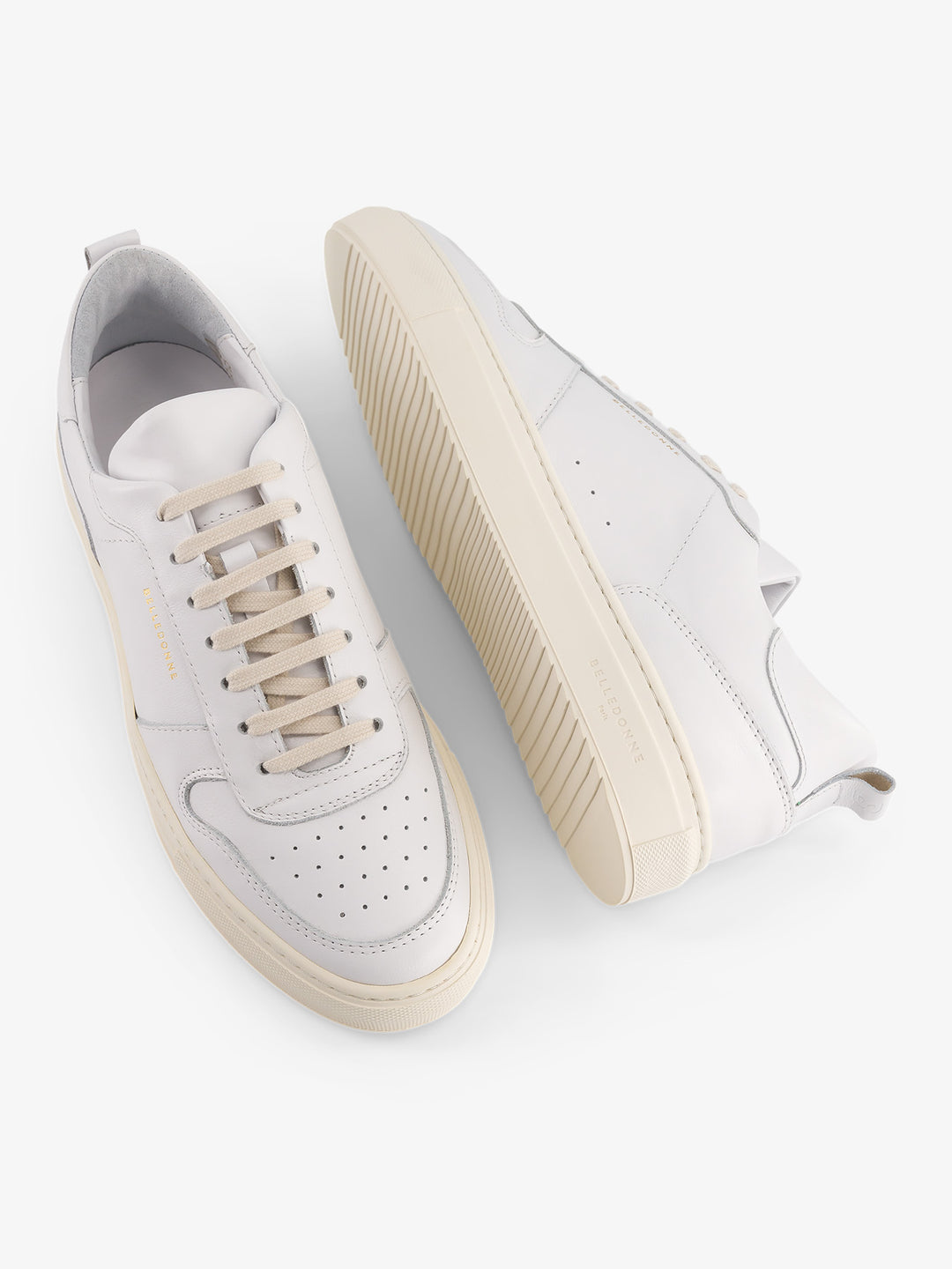 Baskets en cuir certifié | blanches "b0 monochrome white"